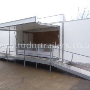 Front view - Hospitality Trailer with side boards and access ramp