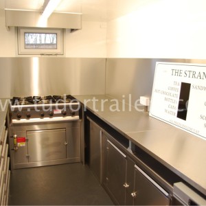 Interior of Food Trailer with Glass Shutter