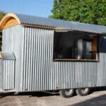 Galvanised Shepherd hut catering trailer conversion